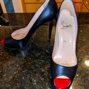 Christian Louboutin black peep toe heel